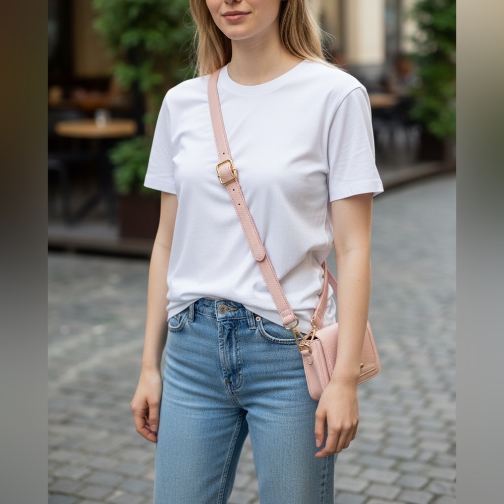 Blush Pink Crossbody Bag Strap with Gold Tone Hardware